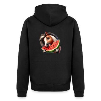 Pferde Pferdeliebhaber Landwirt Bauer Melone - Unisex Premium Bio Zip Hoodie - Schwarz - Hinten - Nico (187cm)