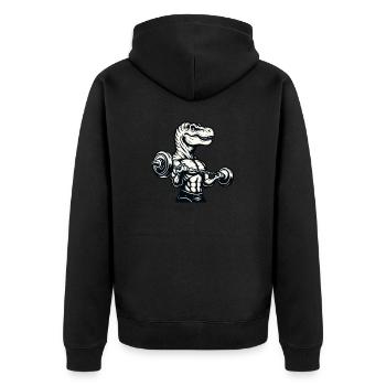 T-Rex Dino Haltères Haltérophilie Fitness Workout - Veste à capuche bio Premium Unisexe - noir - Dos - Nico (187cm)