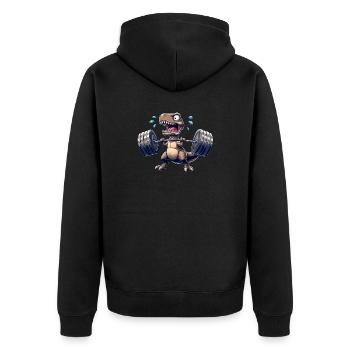 T-Rex Dino Haltères Haltérophilie Entraînement Fitness - Veste à capuche bio Premium Unisexe - noir - Dos - Nico (187cm)