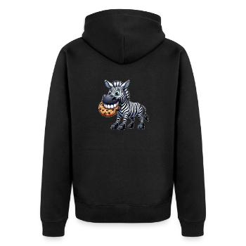 Zebra Keks Cartoon süße Zähne - Unisex Premium Bio Zip Hoodie - Schwarz - Hinten - Nico (187cm)