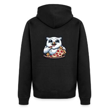 Eule Schneeeule Pizza Pizzaliebhaber lustiges - Unisex Premium Bio Zip Hoodie - Schwarz - Hinten - Nico (187cm)