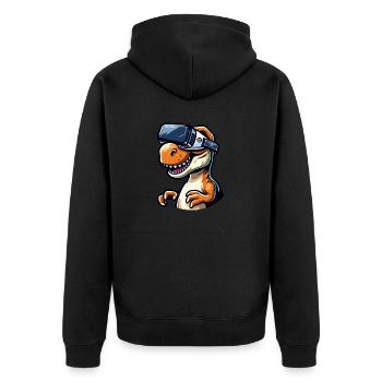 Lustiger Dino T-Rex Virtual Reality VR Spaß - Unisex Premium Bio Zip Hoodie - Schwarz - Hinten - Nico (187cm)