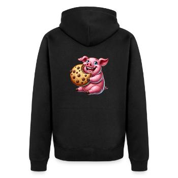 Süßes Schwein Cookie Nachtisch Leckereien - Unisex Premium Bio Zip Hoodie - Schwarz - Hinten - Nico (187cm)