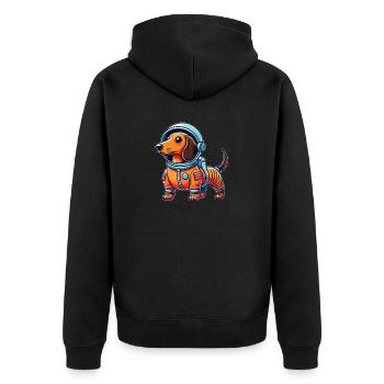 Dackel Astronaut Weltraum Science Fiction - Unisex Premium Bio Zip Hoodie - Schwarz - Hinten - Nico (187cm)