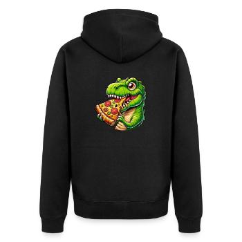 T-Rex Dinosaur with Pizza Cheese Olives Fun - Unisex Premium Organic Zip Hoodie - black - Back - Nico (187cm)