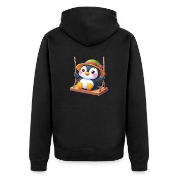 Pingouin sur balançoire Aire de jeux Balançoires amusantes - Veste à capuche bio Premium Unisexe - noir - Dos - Nico (187cm)