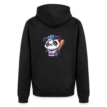 Funny Panda Playing Baseball Panda - Unisex Premium Organic Zip Hoodie - black - Back - Nico (187cm)