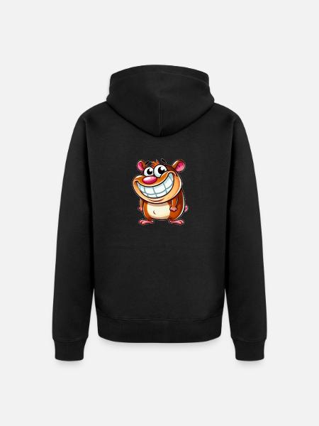 Ondeugende Hamster Cartoon Grillig Grappig Grillig - Uniseks Premium bio ziphoodie - zwart