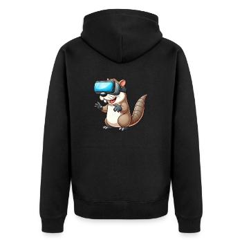Otter VR Gamer Virtuelle Realität Science Fiction - Unisex Premium Bio Zip Hoodie - Schwarz - Hinten - Nico (187cm)