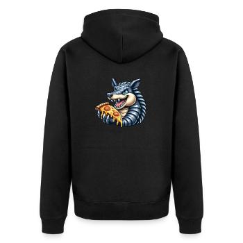 Gürteltier Armadillo liebt Pizza Fast Food - Unisex Premium Bio Zip Hoodie - Schwarz - Hinten - Nico (187cm)