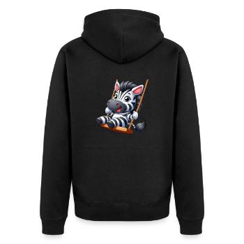 Cute Zebra on Swing Playground Cartoon - Unisex Premium Organic Zip Hoodie - black - Back - Nico (187cm)