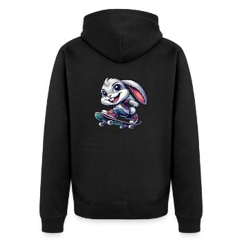 Lapin Blanc Skateboard Skateboarder Drôle - Veste à capuche bio Premium Unisexe - noir - Dos - Nico (187cm)