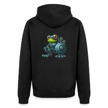 Cyborg Frog Toad Toad Robot Mech Design - Unisex Premium Organic Zip Hoodie - black - Back - Nico (187cm)