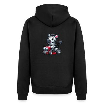 Tondeuse à gazon zébrée jardinier tracteur jardin paysage - Veste à capuche bio Premium Unisexe - noir - Dos - Nico (187cm)