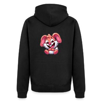 Süßer Hase Kaninchen Bunny Cartoon Rosa Pink - Unisex Premium Bio Zip Hoodie - Schwarz - Hinten - Nico (187cm)