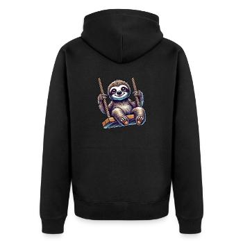 mignon paresseux balançoire dessin animé aire de jeux animal - Veste à capuche bio Premium Unisexe - noir - Dos - Nico (187cm)