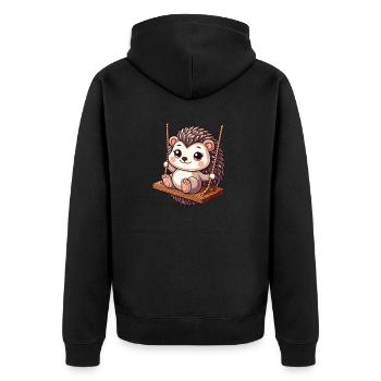 Mignon hérisson balançoires terrain de jeu jeu de dessin animé - Veste à capuche bio Premium Unisexe - noir - Dos - Nico (187cm)