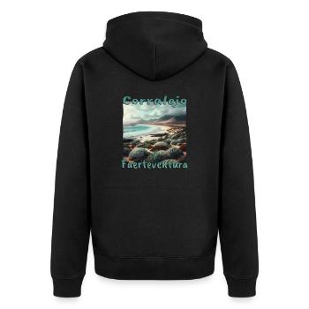 Corralejo Fuerteventura Beach Nature Cactus Summer - Unisex Premium Organic Zip Hoodie - black - Back - Nico (187cm)