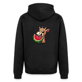 Girafe Cool Melon d’été Pastèque Bande dessinée - Veste à capuche bio Premium Unisexe - noir - Dos - Nico (187cm)