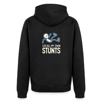 Funny Stuntman Parcours Saying Stunts Kids - Unisex Premium Organic Zip Hoodie - black - Back - Nico (187cm)