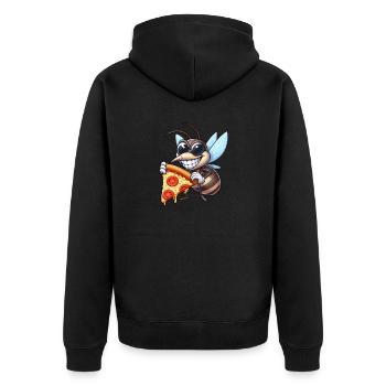 Cute Hyena Swinging Playground Cartoon - Unisex Premium Organic Zip Hoodie - black - Back - Nico (187cm)