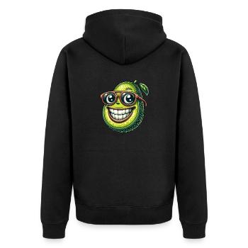 Coole Avocado Frucht Sonne Sommer Sonnenbrille - Unisex Premium Bio Zip Hoodie - Schwarz - Hinten - Nico (187cm)