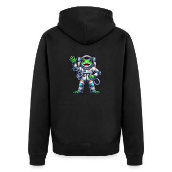 Astronaut Frog Space Universe Cosmonaut - Unisex Premium Organic Zip Hoodie - black - Back - Nico (187cm)
