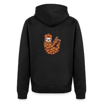 Halloween paresseux citrouille costume pyjama drôle - Veste à capuche bio Premium Unisexe - noir - Dos - Nico (187cm)