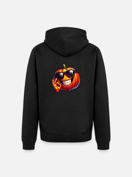 Cool Halloween pumpkin with sunglasses - Unisex Premium Organic Zip Hoodie - black