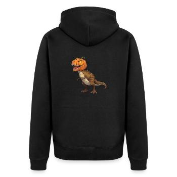 Funny Halloween T-Rex Dinosaur Comic - Unisex Premium Organic Zip Hoodie - black - Back - Nico (187cm)