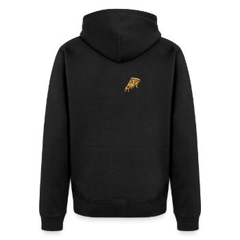 Pizza Cartoon Schmelzender Käse Lustiges Pocket - Unisex Premium Bio Zip Hoodie - Schwarz - Hinten - Nico (187cm)