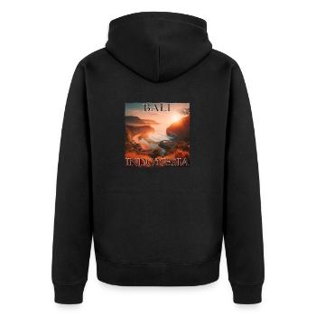 Bali Strand Indonesien Sonnenaufgang tropisch - Unisex Premium Bio Zip Hoodie - Schwarz - Hinten - Nico (187cm)
