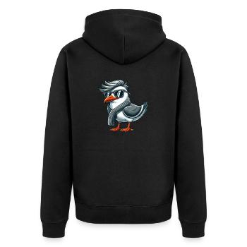 Kühle Möwe Sonnenbrille Sommer Nordsee Ostsee - Unisex Premium Bio Zip Hoodie - Schwarz - Hinten - Nico (187cm)