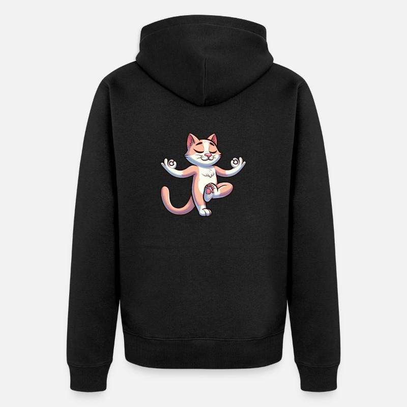 Cat Yoga Méditation Méditation Équilibre - Veste à capuche bio Premium Unisexe - noir