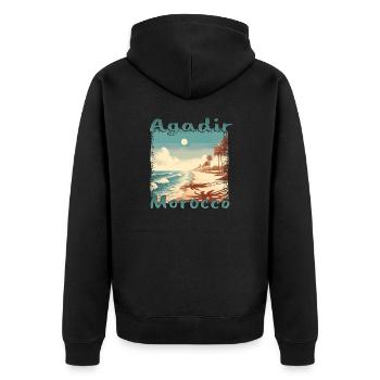 Agadir Maroc Mers du Sud Méditerranée Vacances Afrique du Nord - Veste à capuche bio Premium Unisexe - noir - Dos - Nico (187cm)