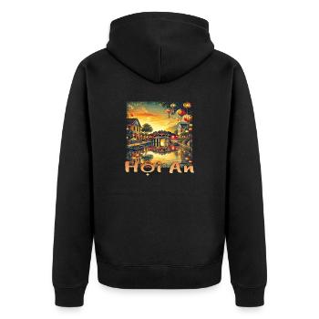 Hoi An Vietnam Old Town Sunset Grunge - Unisex Premium Organic Zip Hoodie - black - Back - Nico (187cm)