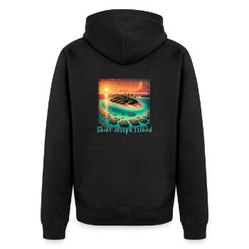 Saint Joseph Island, Lake Huron, Algoma, Ontario, Canada - Unisex Premium Organic Zip Hoodie - black - Back - Nico (187cm)