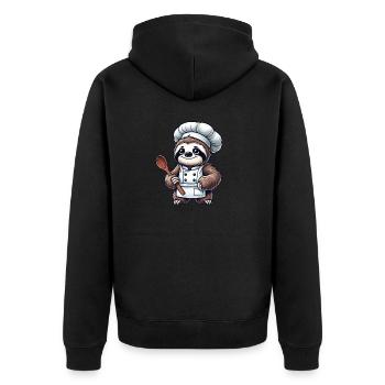Cute Sloth Chef Chef Kitchen Cooking - Unisex Premium Organic Zip Hoodie - black - Back - Nico (187cm)
