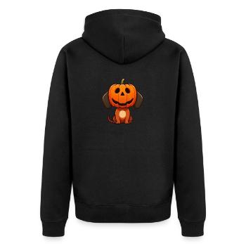 Süßer Dackel Hund Kürbis Halloween Cartoon - Unisex Premium Bio Zip Hoodie - Schwarz - Hinten - Nico (187cm)
