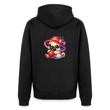 Carlin à la fraise d’été fruité - Veste à capuche bio Premium Unisexe - noir - Dos - Nico (187cm)