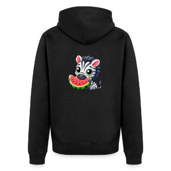 Zebra Melon Cartoon Watermelon Summer - Unisex Premium Organic Zip Hoodie - black - Back - Nico (187cm)