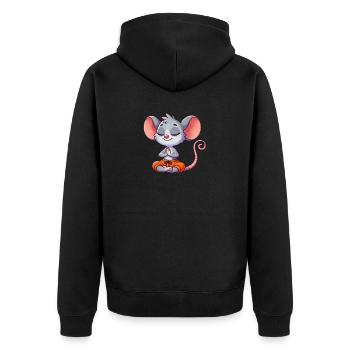 Mouse Yoga Meditation Relaxation Relax Exercise - Unisex Premium Organic Zip Hoodie - black - Back - Nico (187cm)