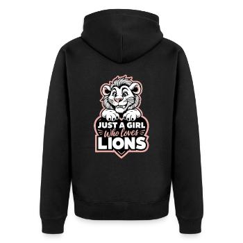 Lion Lion Animal Africa - Unisex Premium Organic Zip Hoodie - black - Back - Nico (187cm)