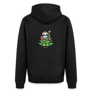 Funny Sloth Christmas Fir Whimsical - Unisex Premium Organic Zip Hoodie - black - Back - Nico (187cm)