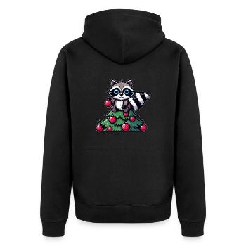 Skurriler lustiger Waschbär Weihnachtsbaum - Unisex Premium Bio Zip Hoodie - Schwarz - Hinten - Nico (187cm)