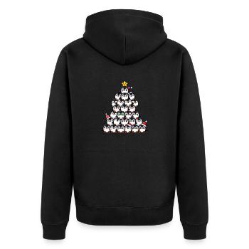 Pinguin Weihnachten lustiger Tannenbaum - Unisex Premium Bio Zip Hoodie - Schwarz - Hinten - Nico (187cm)