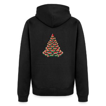 Weihnachtsbaum Melone Sommer Winter - Unisex Premium Bio Zip Hoodie - Schwarz - Hinten - Nico (187cm)