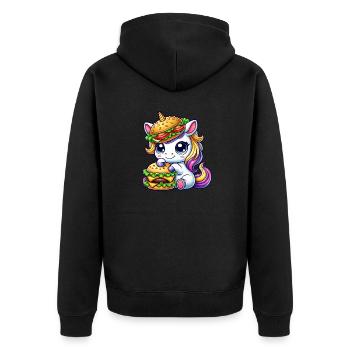 Mignon licorne hamburger cheeseburger dessin animé Skurr - Veste à capuche bio Premium Unisexe - noir - Dos - Nico (187cm)