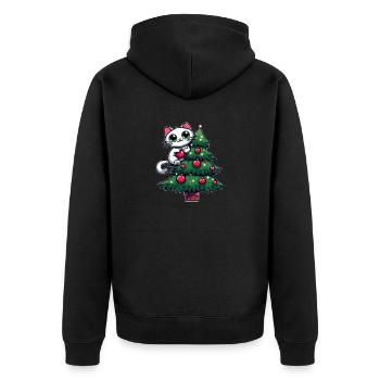 Süße Katze Weihnachten Comic Tannenbaum - Unisex Premium Bio Zip Hoodie - Schwarz - Hinten - Nico (187cm)