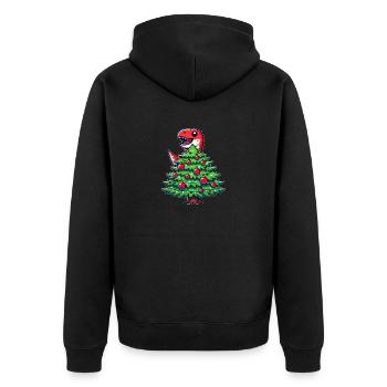 Cute Comic T-Rex Christmas - Unisex Premium Organic Zip Hoodie - black - Back - Nico (187cm)